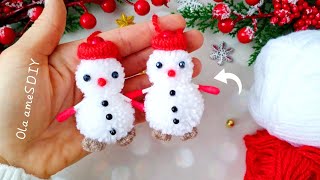 It&#39;s so Beautiful ❤️️🎄 DIY Snowman Christmas Ornaments - Easy Snowman Making Idea with Yarn