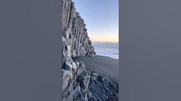 Thumbnail of Sunset by one of Iceland's most beautiful black sand beaches, Reynisfjara 🌅🌊