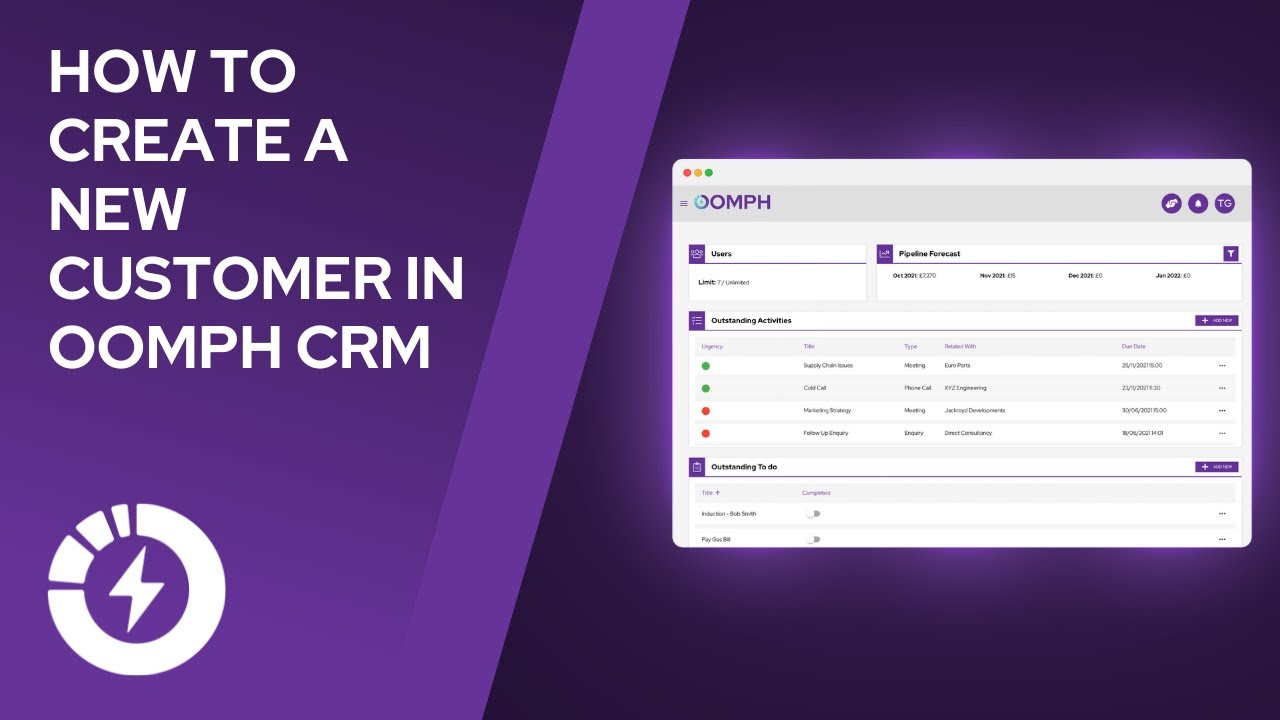 How To Create A New Customer In Oomph CRM
