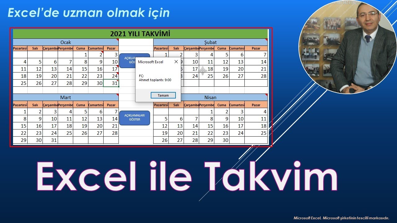 Excel Ile Takvim Yapmak Youtube