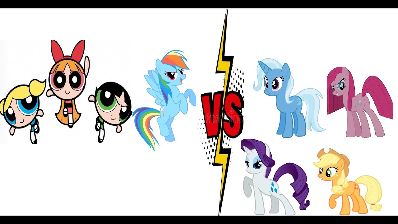 mugen request 145 blossom/bubbles/buttercup/rainbow dash  vs applejack/rarity/trixie/pinkamena