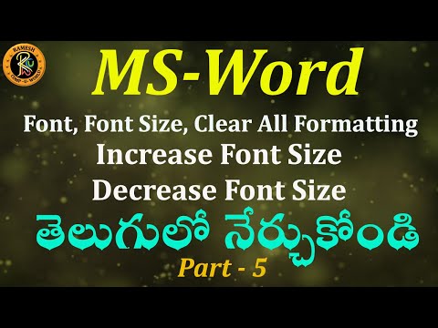 Font Group Options in Telugu || MS-Word || By K. Ramesh