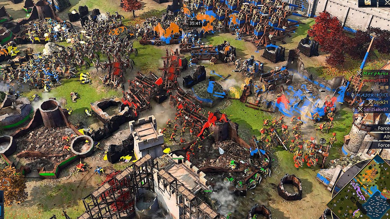 Age of Empires IV - MULTIPLAYER MATCH 30 MINS TREATY 350POP MASSIVE FIGHT GAMEPLAY 3V3