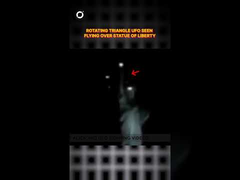 Rotating Triangle UFO seen flying Over Statue Of Liberty! #trending #orbit #alien