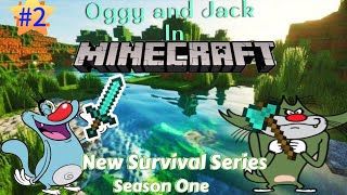 Oggy And Jack Exploring Village And Collecting Resources.Minecraft Survival Series Season 1, part #2