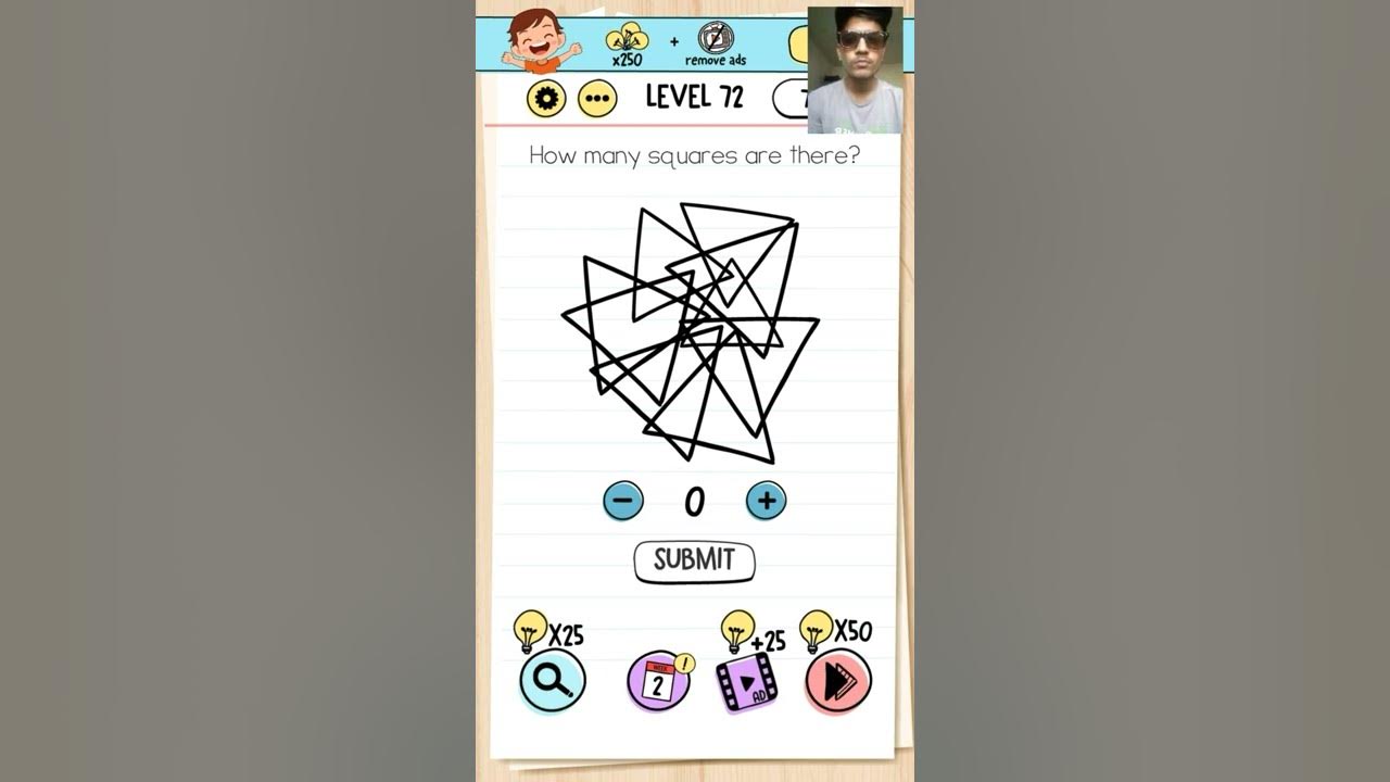 Brain Test Level 72 How many squres are there? shorts YouTube