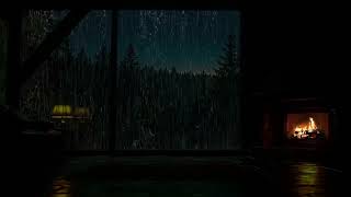 🌧️🔥 Noite Chuvosa na Cabana 💤 Lareira Quente para Sono Profundo e Relaxamento