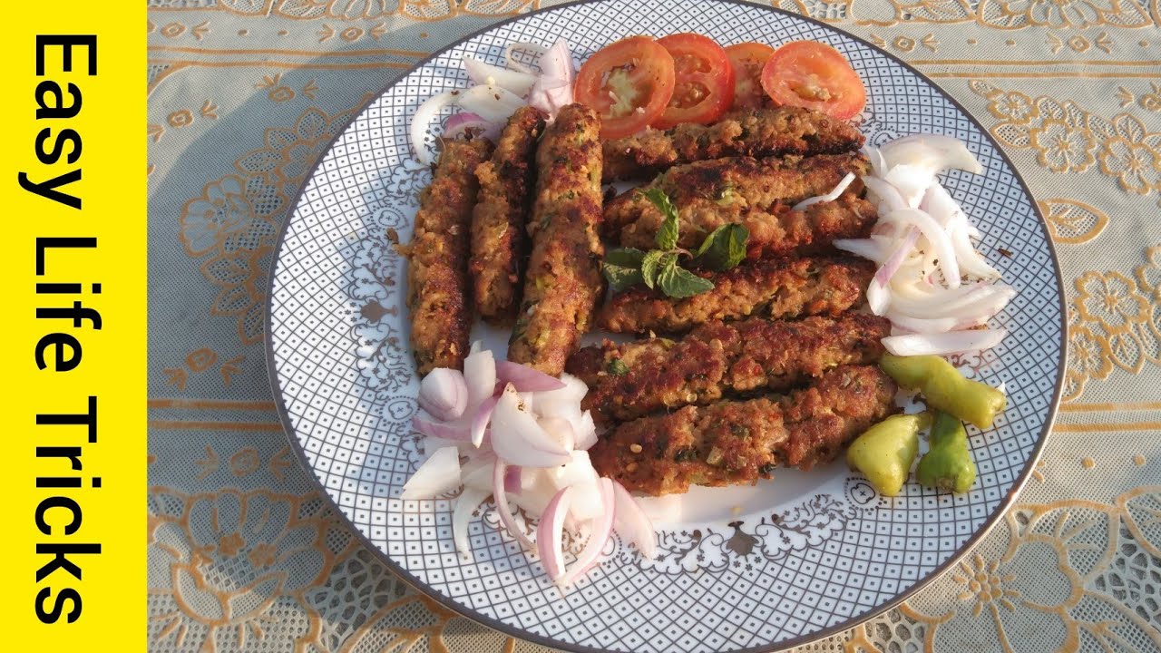 Seekh kabab recipe in fry pan in Urdu Hindi with English subtitlesEasy