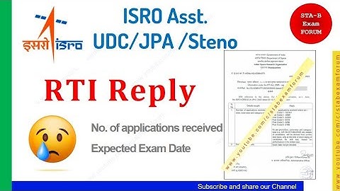 ISRO Assistant UDC JPA Steno | RTI Reply | Number of applications received 😥