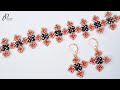 Flame Flowers Bracelet and Earrings | Easy DIY beaded Earrings | How to make beaded bracelet