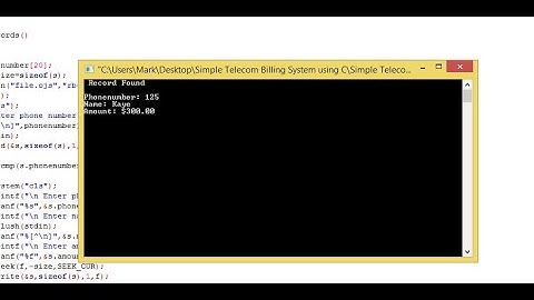 Simple Telecom Billing System using C