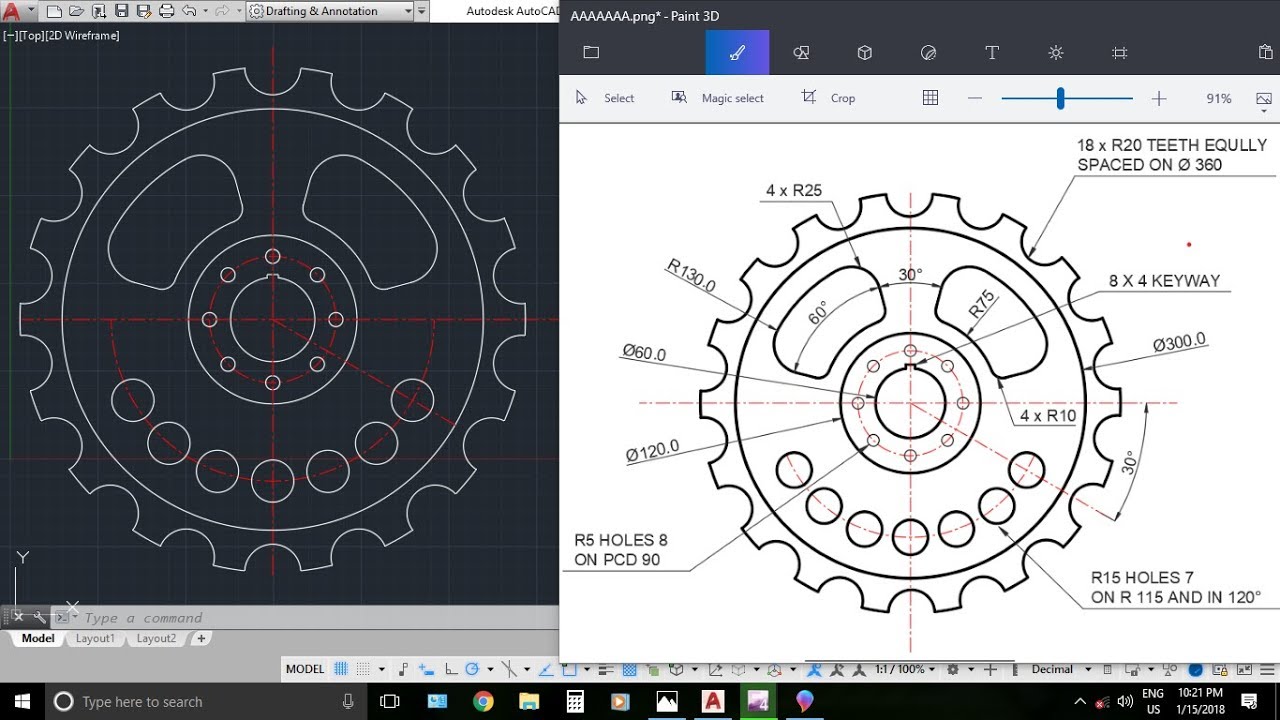 AutocAD 2D Practice Drawing / Exercise 1 / Basic & Advance