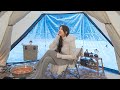 -10°C❄, Giant Tipi Tent CAMPING in Frozen Snow with Extreme Cold | Solo | Camp ASMR