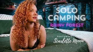 SOLO OVERNIGHT CAMPING IN THE RAIN - RELAXING IN THE RV WITH THE SATISFYING SOUND OF NATURE - ASMR