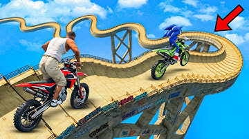 SONIC AND FRANKLIN WENT INTO THE CURVY RAMP PARKOUR CHALLENGE GTA 5 !!