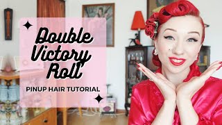 Easy pinup hair tutorial double victory roll/barrel roll look!