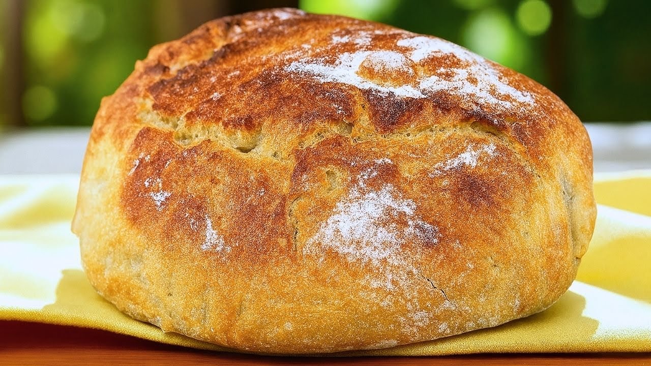 Я испекла хлеб, не прикасаясь к нему ✨ Всего 4 ингредиента 🍞 Хрустящий, золотистый, идеальный!