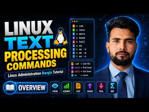 #07  Text Processing in Linux | View & Count Text Files | Linux Administration Bangla Tutorial