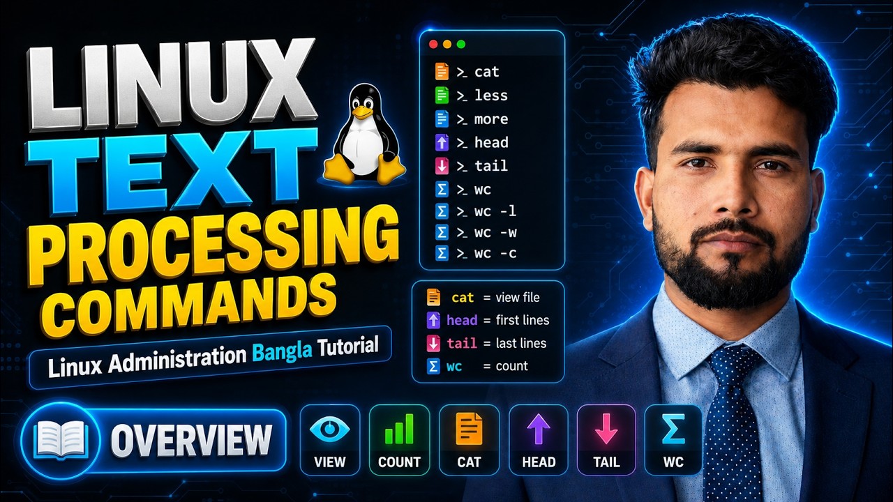 #07 Text Processing in Linux | View & Count Text Files | Linux ...