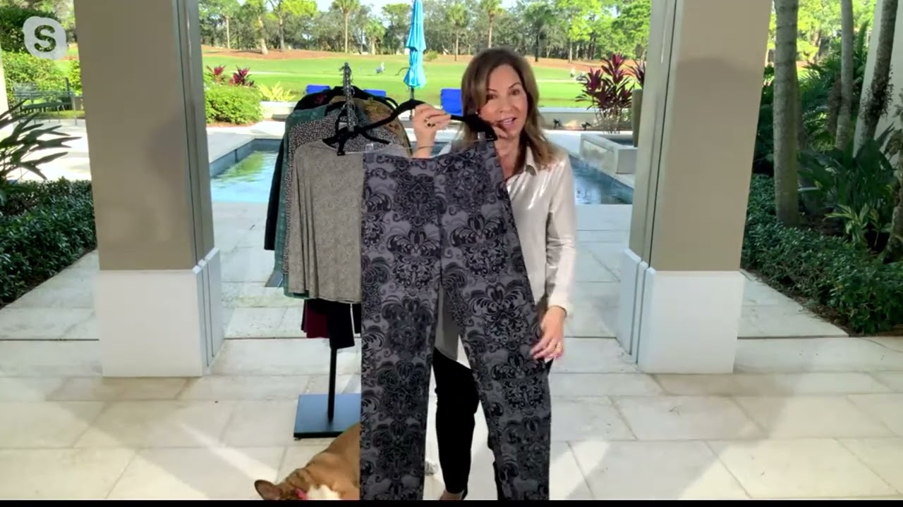 Susan Graver Printed Liquid Knit Sofia Straight Pants on QVC 