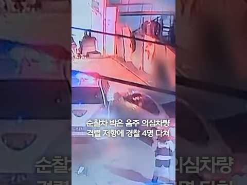 순찰차 박은 음주 의심차량…격렬 저항에 경찰 4명 다쳐 #shorts