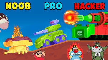 NOOB vs PRO vs HACKER in Tank Stars 2 Game | Oggy, Jack, Shinchan, Bob || Daddy Gaming part -1