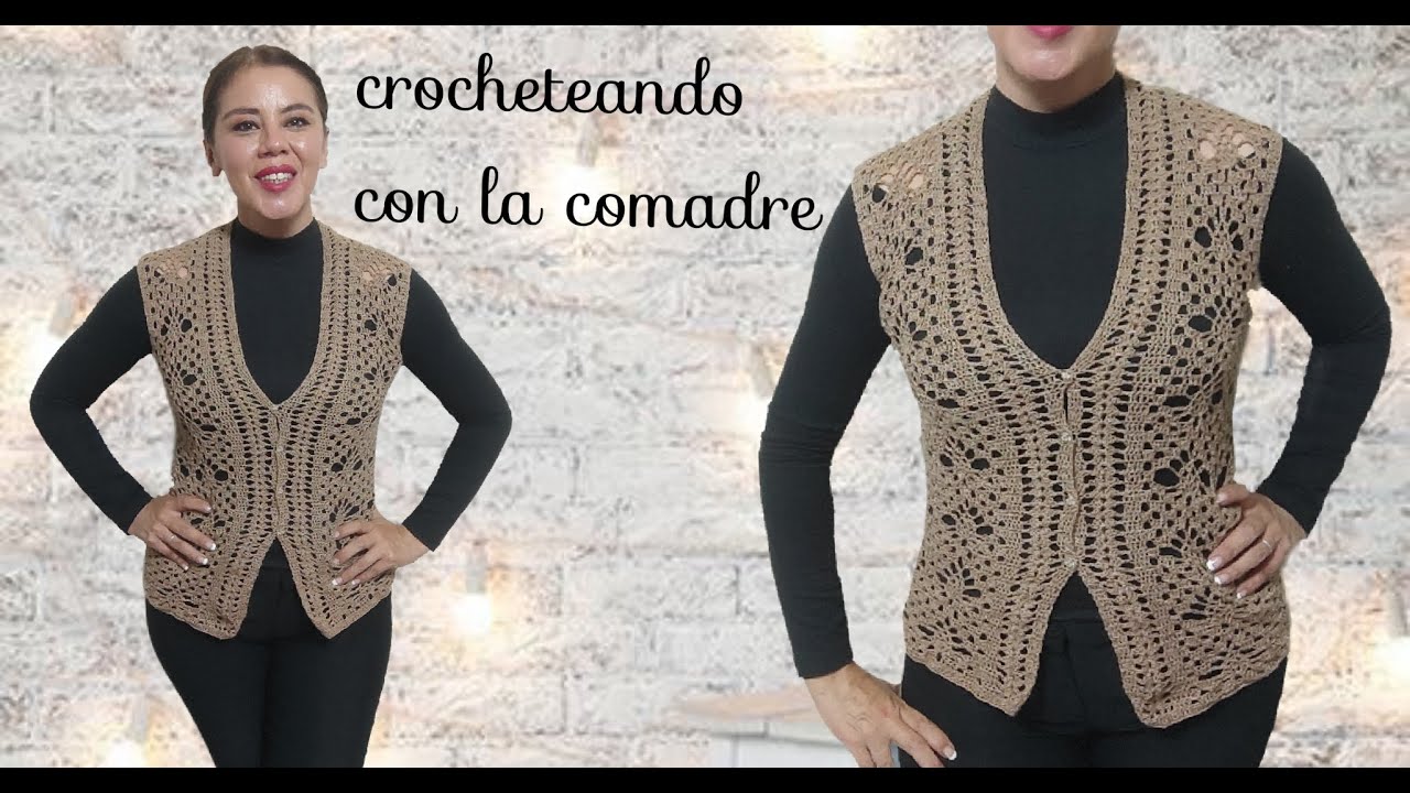 ⭐⭐⭐⭐⭐tutorial hermoso chaleco piñas combinadas a crochet parte #1
