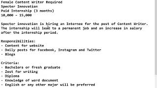 Internship Content Writer