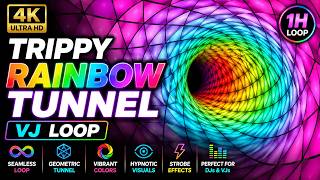 Trippy Rainbow Geometric Tunnel | Hypnotic 4K VJ Loop Background