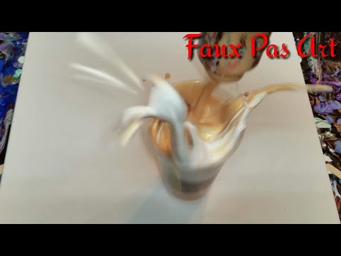 Mannish Boy messy acrylic pour flip cup painting on 16x20 - YouTube