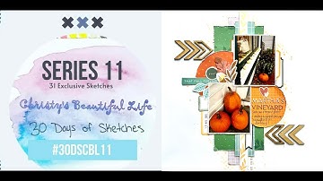 Scrapbook Process Video #195 #30dscbl11 Day 9 - a sketch by me! Pinkfresh Studio Good Times