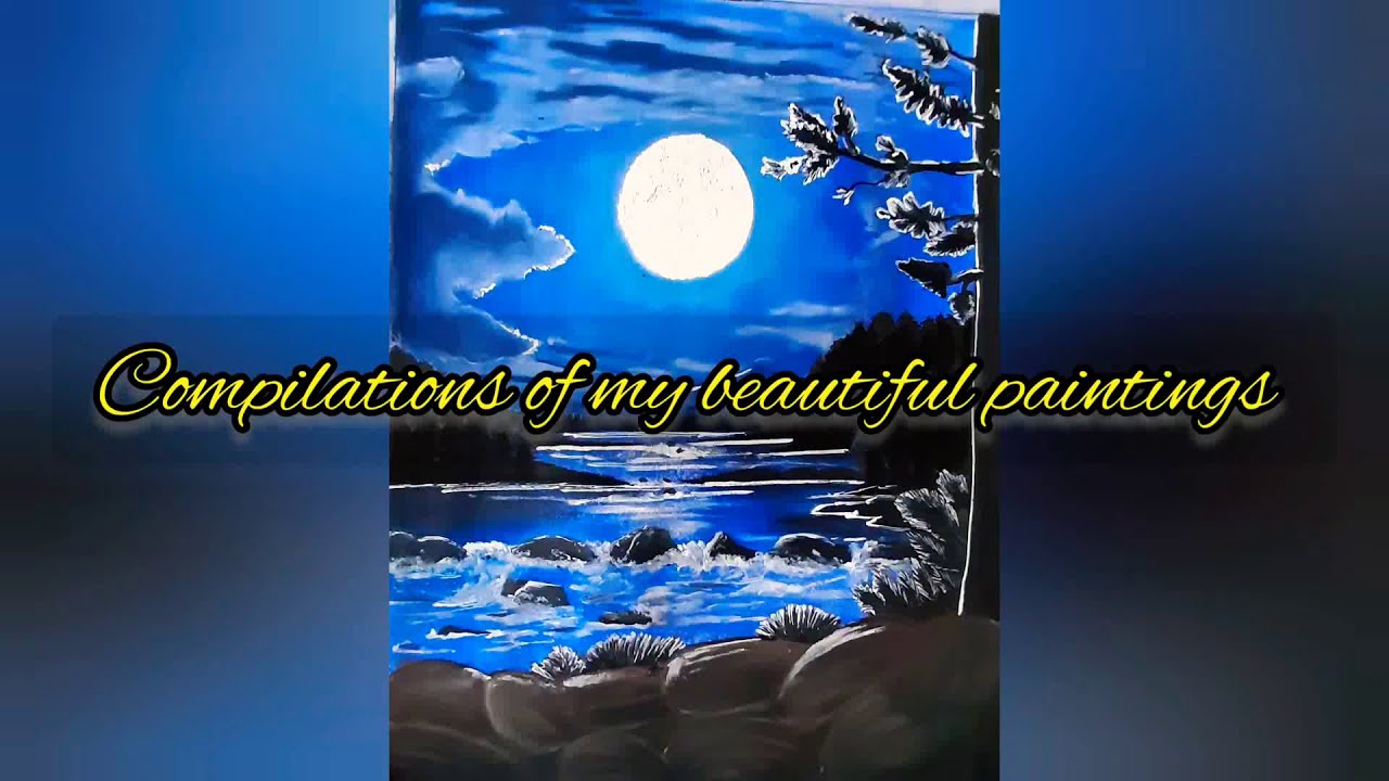 Easy  Paintings for Beginners |Moonlight Painting |Forest Scenery |Mountain Scenery