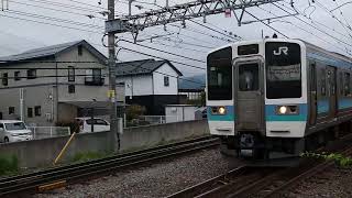 211系3+3連普通長野行&特急あずさ東京行塩尻駅付近通過