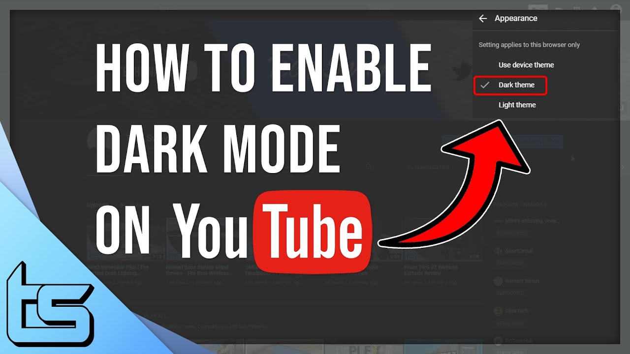 how do you turn dark mode on youtube