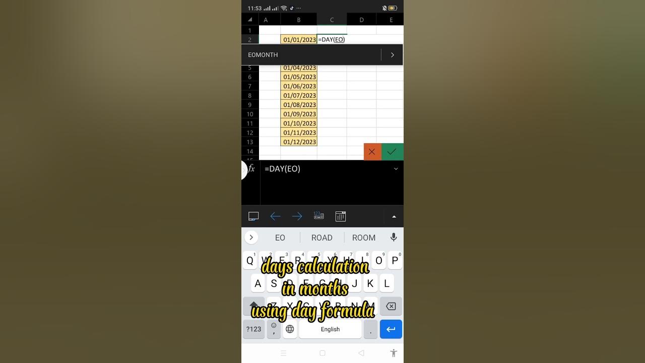 Days calculation in months using day formula in excel excel formula 