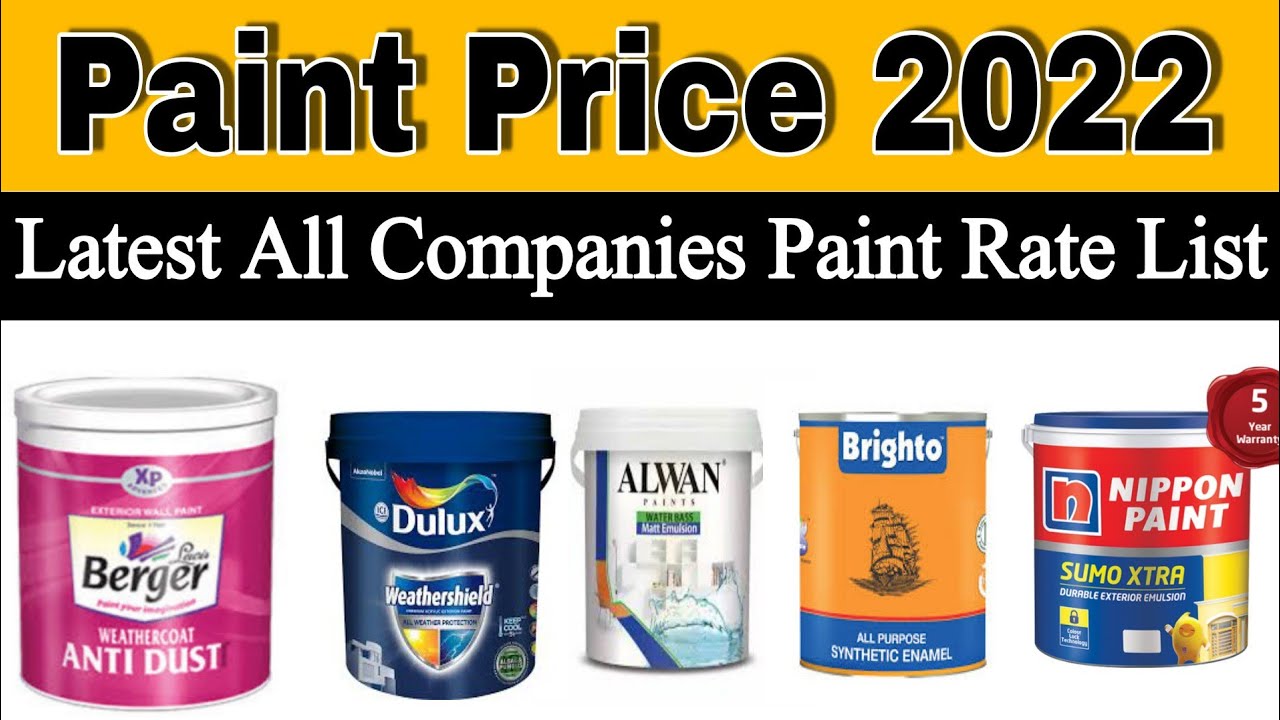 Paint Price List 2022 Latest All Companies Paint Rates YouTube