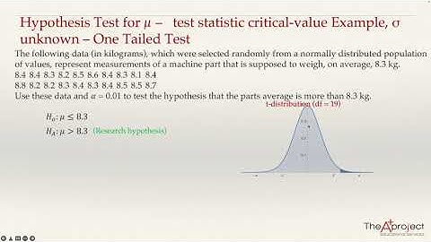 Hypothesis testing - one tailed test - standard deviation unknown - critical value approach