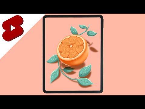 Draw Orange Fruit with Leaves Using iPad Procreate #shorts