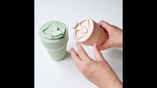 Reusable Collapsible Silicone Travel Cup with Lid, utensilkitchen.com, #cup #travel #silicone #eco