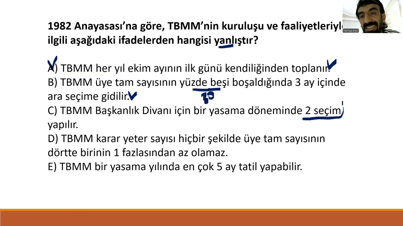 MEB-AGS-KPSS 1982 ANAYASASI-YASAMA-YÜRÜTME-YARGI- SORU ÇÖZÜM Hamza EREN