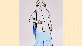Cara Menggambar Anak Sekolah Berhijab Menggambar Anak Sma How To Draw Hijab Girl Part Ll