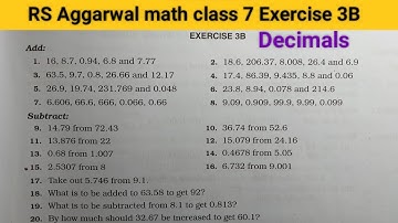 RS Aggarwal math class 7 exercise 3B ।। Class 7 exercise 3B RS Aggarwal math solution । Decimals