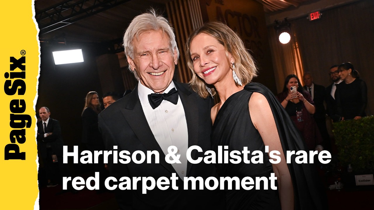 Харрисон Форд и его жена Калиста Флокхарт запечатлены на редком для них моменте на красной дорожк...
