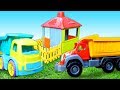 Машинки и игрушки для детей - Развивающее видео для самых маленьких - Ремонтируем крышу домика