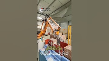 The palletizing robot is on duty! Can moving things be so cool? #robomotion #roboticsolutions