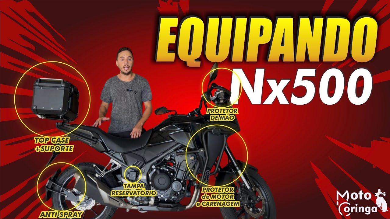 Como ficou Acessórios p/ Honda NX500, Top Case, protetores, suportes, para-lama e muito mais