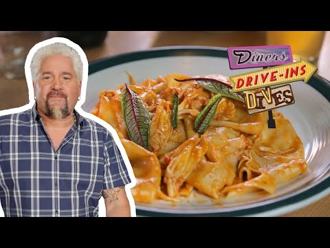Guy Fieri Eats King Crab Pappardelle | Diners, Drive-Ins and Dives | Food Network