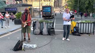 Rage Against The Machine, sleep now in the fire (by Spinning Blowfish), busking in Edinburgh