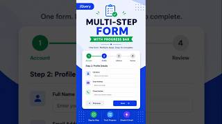 Multi-Step Form with Progress Bar Using jQuery | Step Form #coding #Shorts