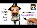 How to Draw a Cute Girl in a Witch Costume